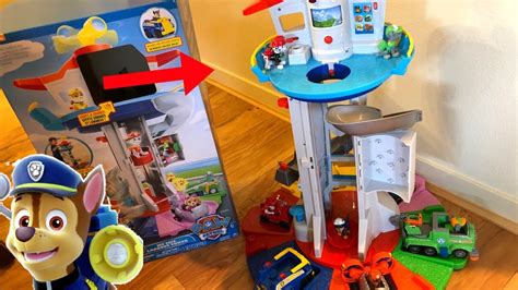 Biggest Paw Patrol Lookout Tower Toy Unboxing With Chase Marshall Skye Rocky Rubble Zuma Youtube