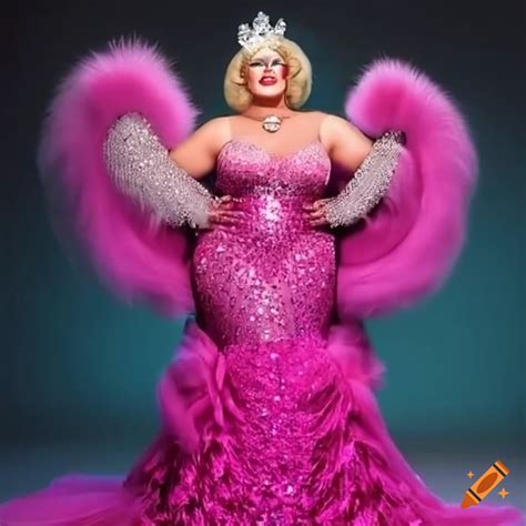 Plus Size Drag Queen In A Stunning Magenta Gown On Craiyon