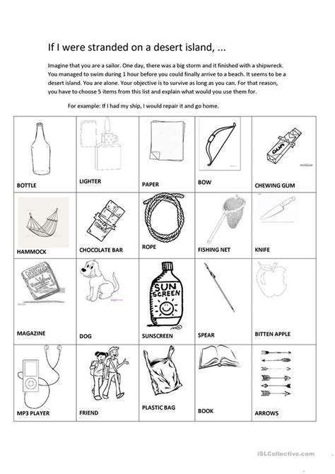 If I Were Stranded On A Desert Island Worksheet Free Esl Printable