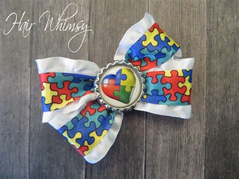 Items Similar To Autism Awareness Hair Bow Personalized By You On Etsy
