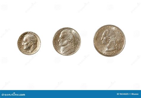 Coin Dime Nickel Quarter Stock Image Image 9634605