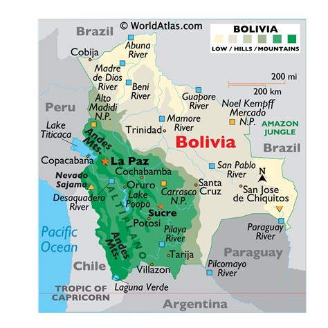 Bolivia Map Geography Of Bolivia Map Of Bolivia