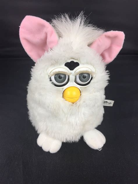 Vtg Furby White With Pink Ears Tiger 1998 Tested And Works Great