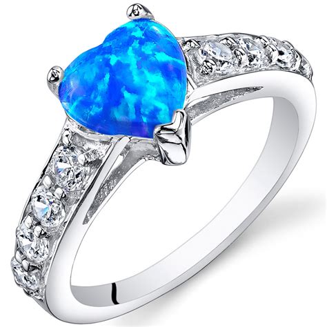 Blue Green Opal Ring Sterling Silver Heart 1 Cts Sizes 5 To 9 Sr11164