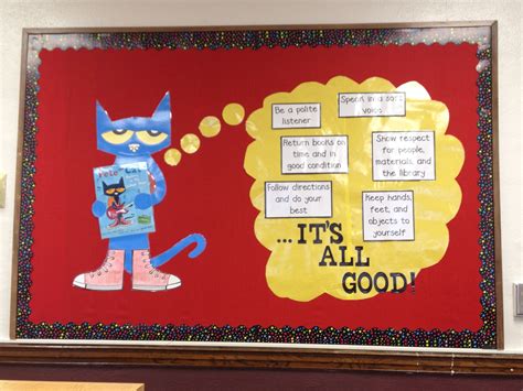 Pete The Cat Library Media Center Rules Bulletin Board Library Rules