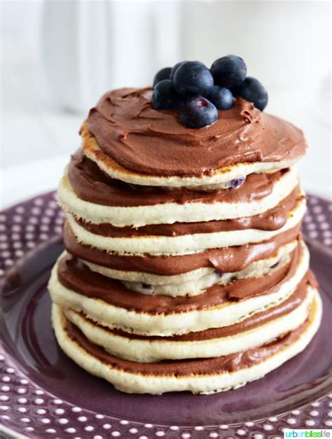 Pancake Cake Stacks With Dairy-Free Chocolate Frosting