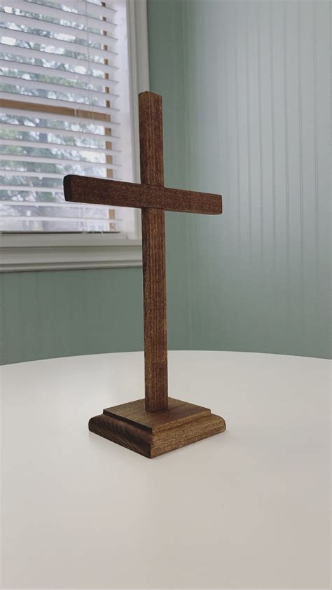 Wooden Cross 12 Stand Up Cross Cross With Base Handmade Etsy