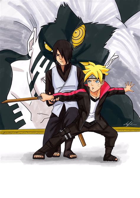 Sasuke and naruto in the boruto anime. Sasuke & Boruto Sword Training - Coloured Drawing. : Boruto