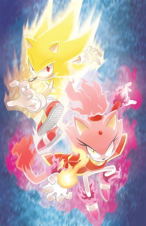 Sonic The Hedgehog Blaze The Cat Super Sonic And Burning Blaze