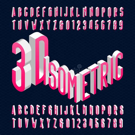 3d Isometric Alphabet Font 3d Effect Condensed Letters Numbers And
