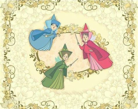 The Three Good Fairies Flora Fauna And Merryweather Disney Sleeping