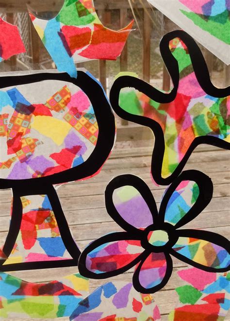 Tissue Paper Stained Glass Craft | Tissue paper crafts, Stained glass