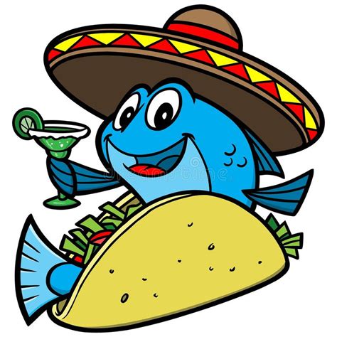 Fish Taco Cartoon Stock Vector Illustration Of Taco