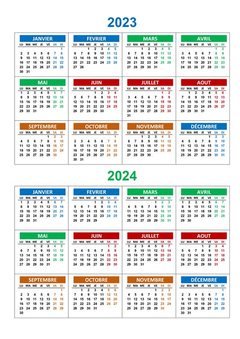 Calendrier Annuel 2023 2024 Calendriersu