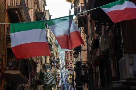 Italian Flags In Naples Italy Stock Photo Download Image Now