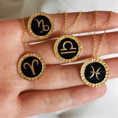 Zodiac Necklace Astrological Sign Personalized Horoscope Gold Etsy