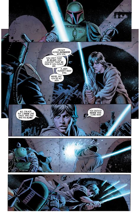 That young man was named luke skywalker , a jedi knight clad in black robes, with a lightsaber. Luke Skywalker VS Boba Fett - Comicnewbies