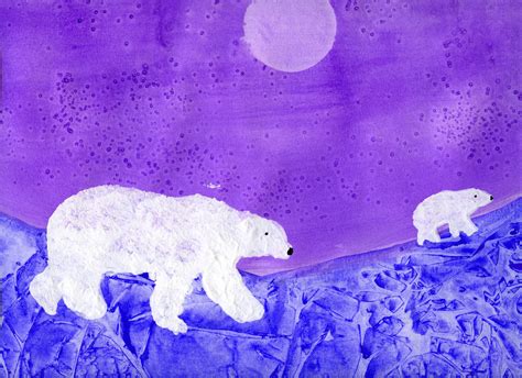 Art And Collectibles Polar Hand Painted Night Sky Art Polar Bear Artwork