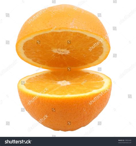 Orange Cut In Half Isolated On White Clipping Path Stock Photo 57803440
