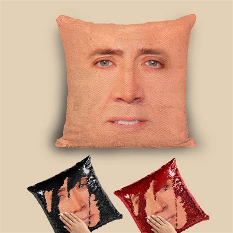 Nicolas Cage Pillow Nicolas Cage Face Funnyp468 Sequin Etsy