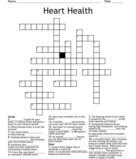 Heart Health Crossword Wordmint