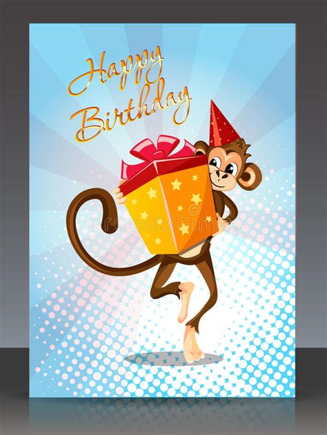 Happy Birthday With Monkey T Stock Illustration Illustration Of
