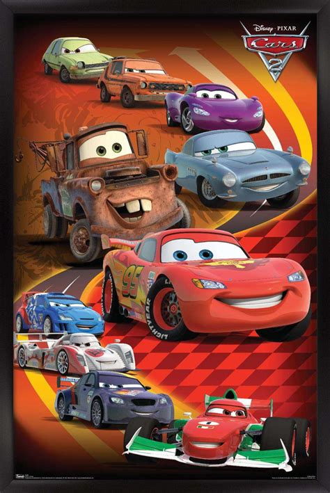 Disney Pixar Cars 2 Group Wall Poster 14725 X 22375 Framed