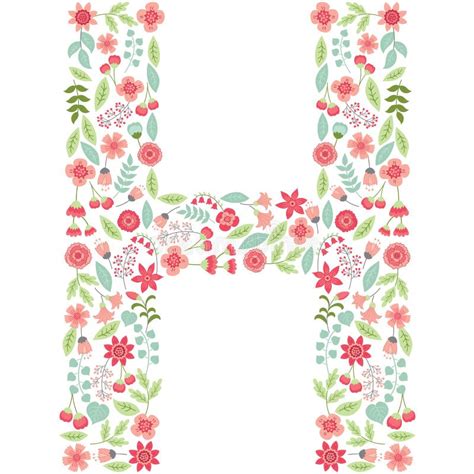 Vector Floral Letter H Vector Floral Abc English Floral Stock Vector