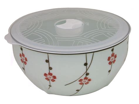 Large Size Ceramic Cherry Blossom Bowl With Lid Tableware Bowl Ceramics