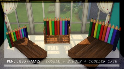 Sims 4 Ccs The Best Pencil Bed Frames Doublesingletoddler Crib By
