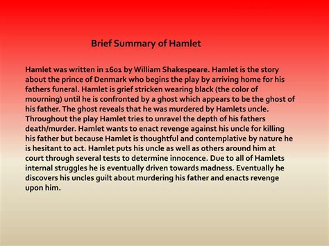 Hamlet Summary Beljuja