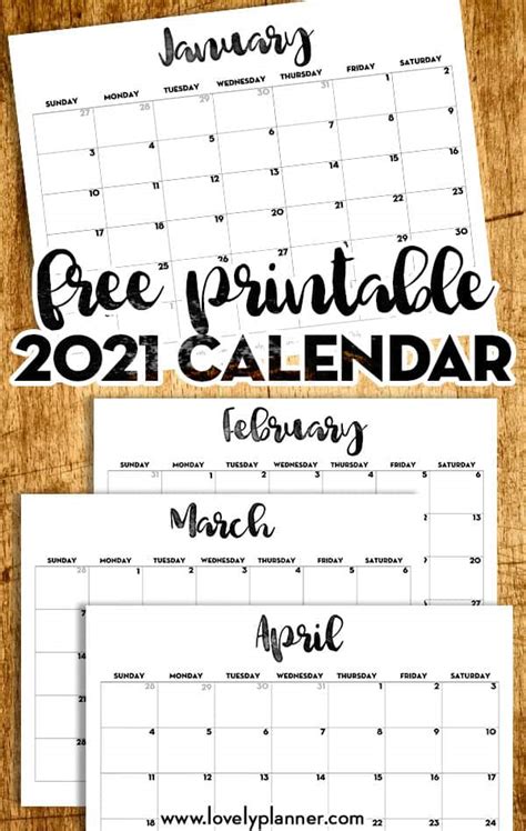 Free printable september 2021 calendars. 2021 Calendar Printable Free Template - Lovely Planner