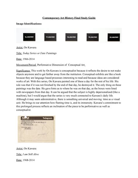 Contemporary Art History Final Exam Study Guide - Contemporary Art