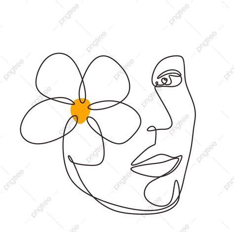 Woman face one line drawing with flower and heart shape. Rostro De Mujer Con Plumeria Flor Arte Continuo Abstracto ...