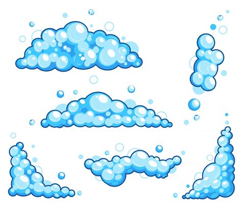 Cartoon Soap Foam Set With Bubbles Light Blue Suds Of Bath Shampoo Shaving Mousse