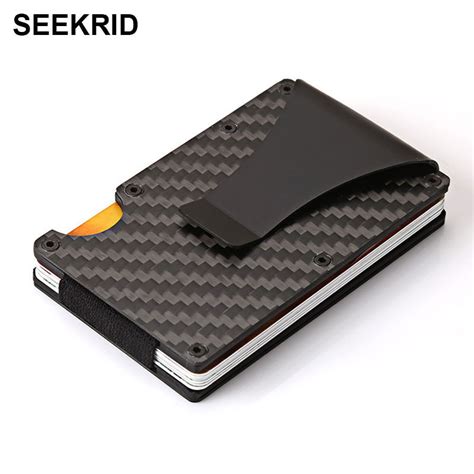 Seekrid Carbon Fiber Id Credit Card Holder Male Aluminium Thin Card