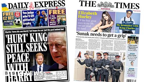 Newspaper Headlines Get A Grip Pm And King Seeks Peace With Harry