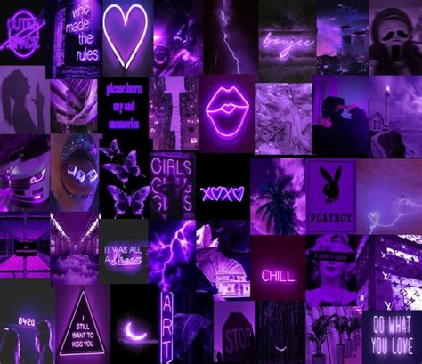 Purple Baddie Aesthetic Wall Collage Kit 103 Pc Etsy