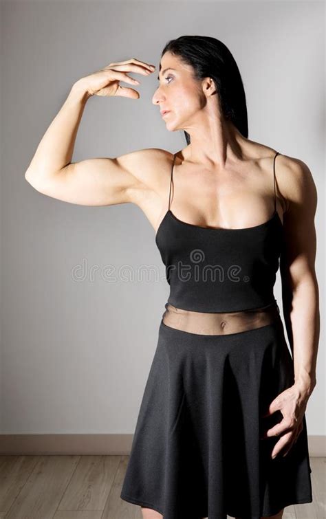 Woman Bodybuilder In Dress Stock Photo Image Of Beauty Human