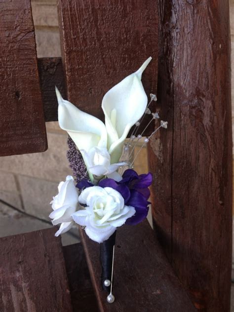 Purple And White Real Touch Silk Wrist Corsage For Weddings Or Etsy