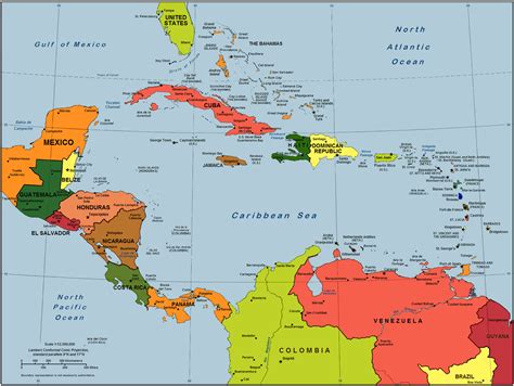 Central America & Caribbean Map, Caribbean Country Map, Caribbean Map ...