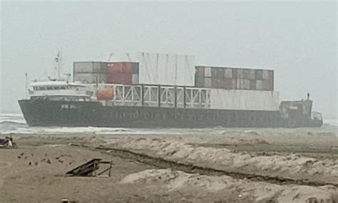 Cargo Ship Beached At Karachis Sea View After Losing Anchors Due To