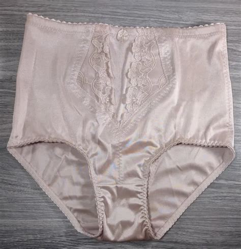 Vintage Spandex Granny Panties High Waist Panty Silky Satin Shiny Nude