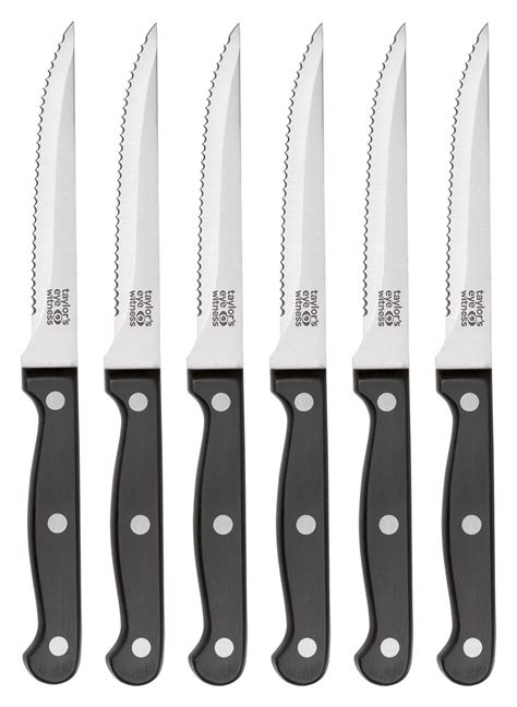 6 Piece Steak Knife Set Six Traditional Steak Knives Sleek Triple