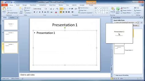 Insert A Slide Into Powerpoint From Another Slide Youtube