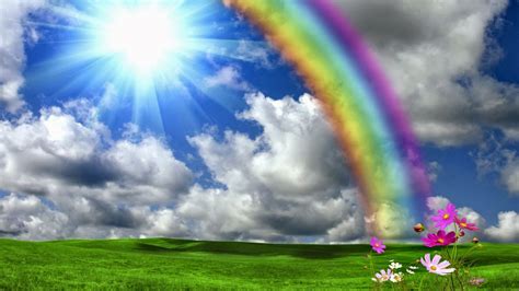 Free Download Beautiful Rainbow Shining Sun Nature Hd