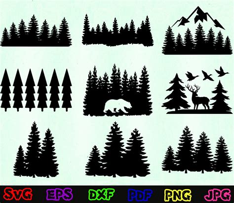 Forest Svg Forest Silhouette Forest Cut Files Forest Svg Etsy