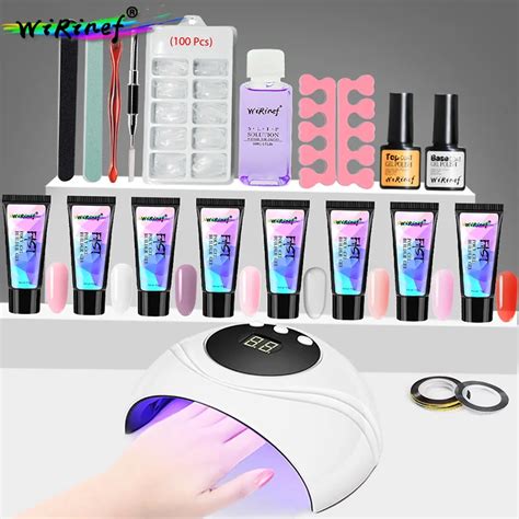 Wirinef 24w Uv Led Lamp Acrylic Poly Gel Kit Nail Art Extension Gel