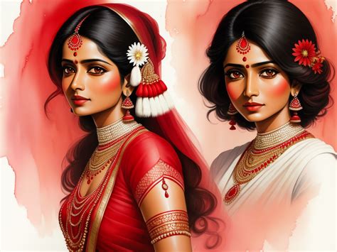 Generador De Arte Ai A Partir De Texto A Indian Married Bengali Girl Wearing White And Img
