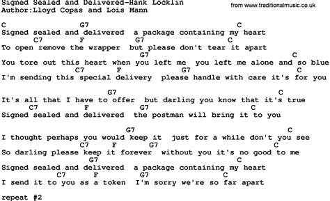 Country Musicsigned Sealed And Delivered Hank Locklin Lyrics And Chords